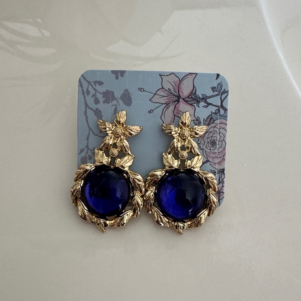 Elegant Gold and Blue Earrings
